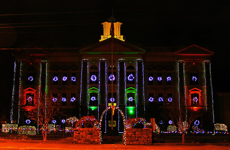 Clark County Courthouse, Christmas, Lights, Courthouse, Hot Springs, HD wallpaper