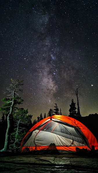 Night Camp, california, google, orange, pixel 4 xl, tennessee, tent, HD phone wallpaper