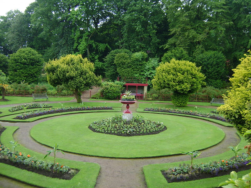 Victorian garden, green, victorian, flowers, garden, trees, HD ...