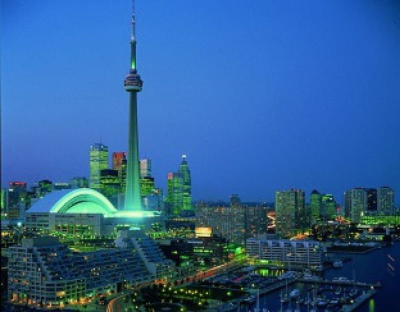 A night in Toronto, Ontario, Canada, buildings, skyline, Toronto, lights, night, HD wallpaper