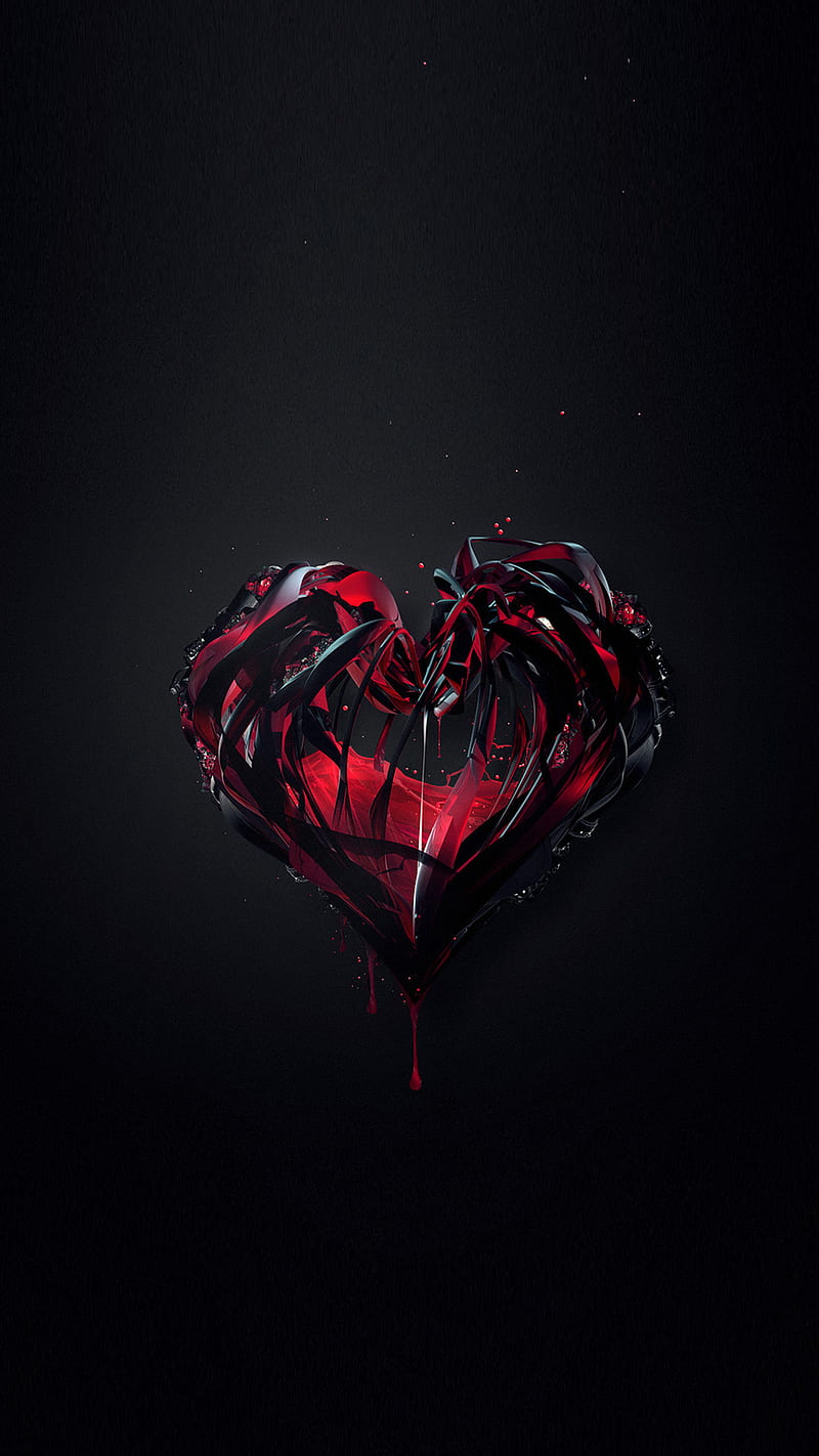 Heart, black, red, HD phone wallpaper | Peakpx