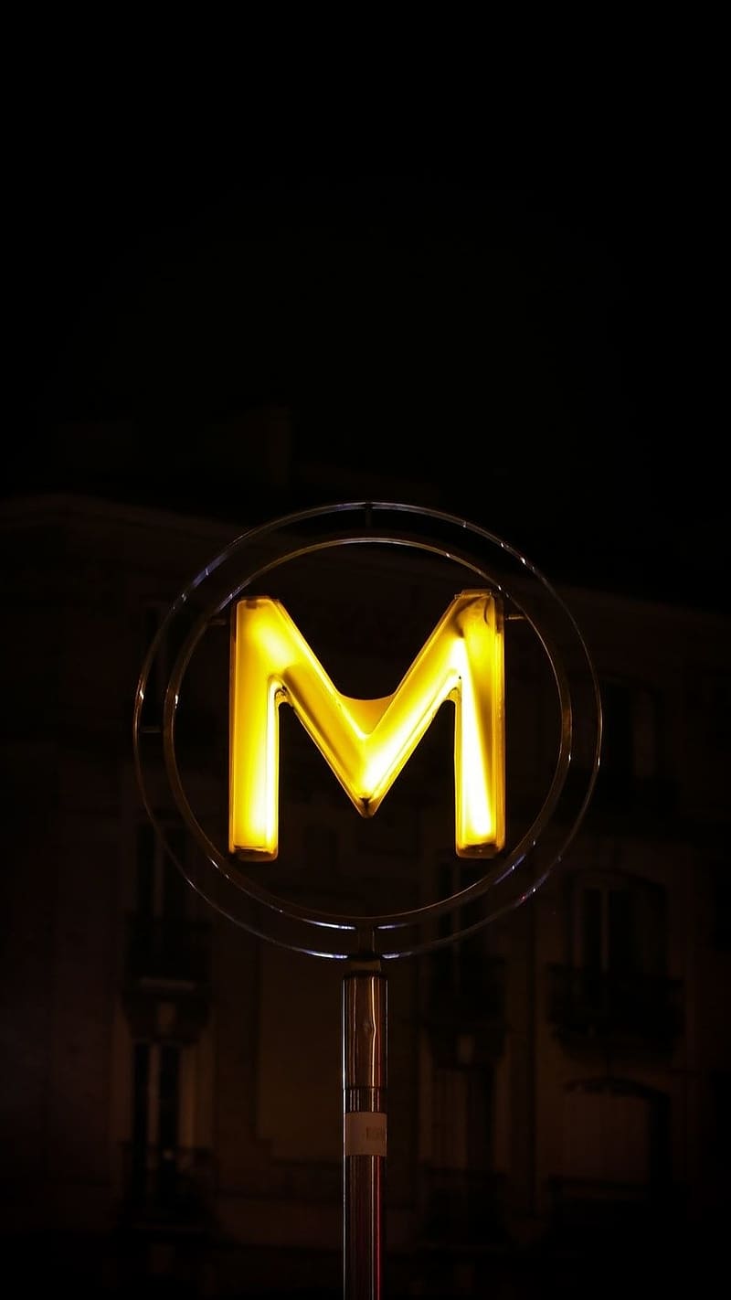 M Word, Yellow Light, alphabet, HD phone wallpaper