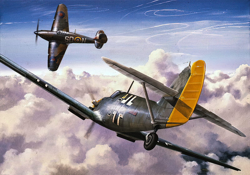 Military Aircraft, Messerschmitt Bf 109, Airplane, Artistic, Hawker Hurricane, Warplane, HD wallpaper
