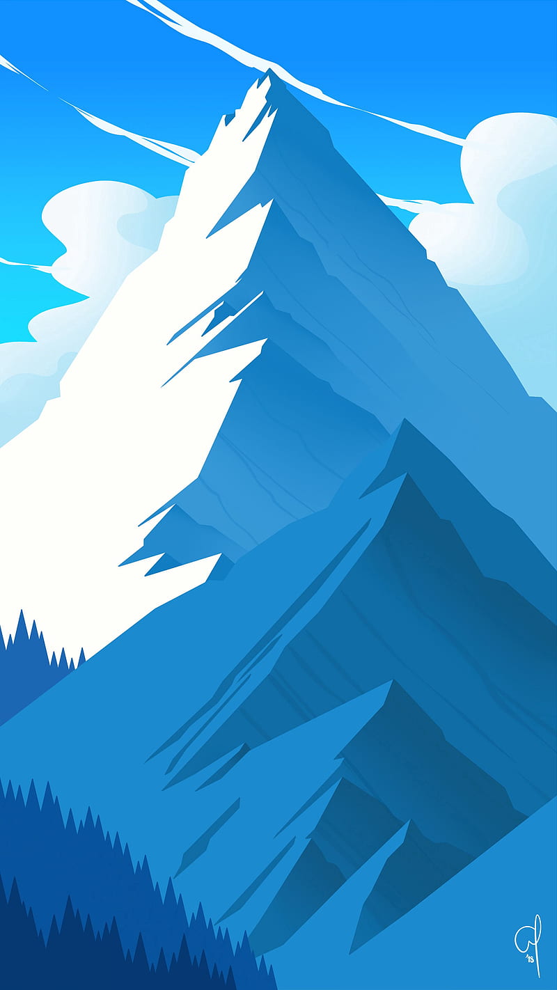 mountains, peak, art, vector, landscape, HD phone wallpaper