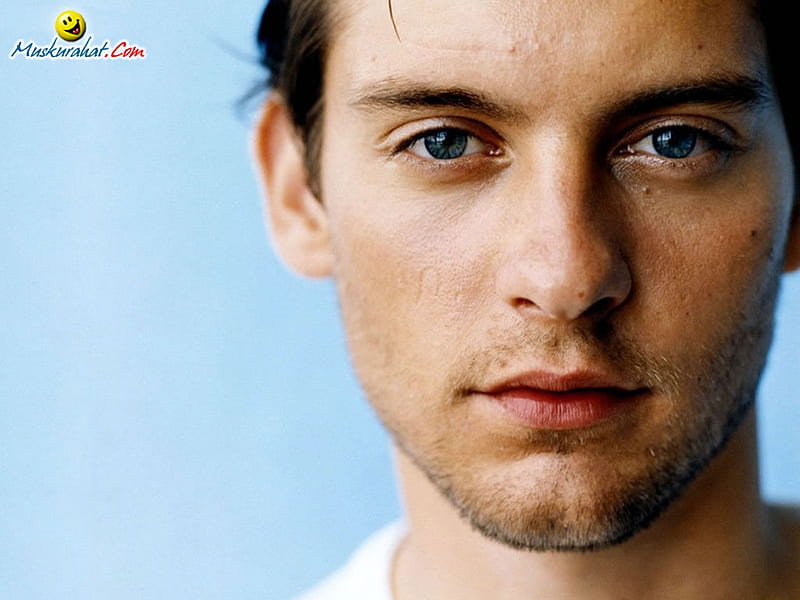 Tobey Maguire, spider man, adorable, sexy, cute, cool, hot, eyes, blue, HD wallpaper