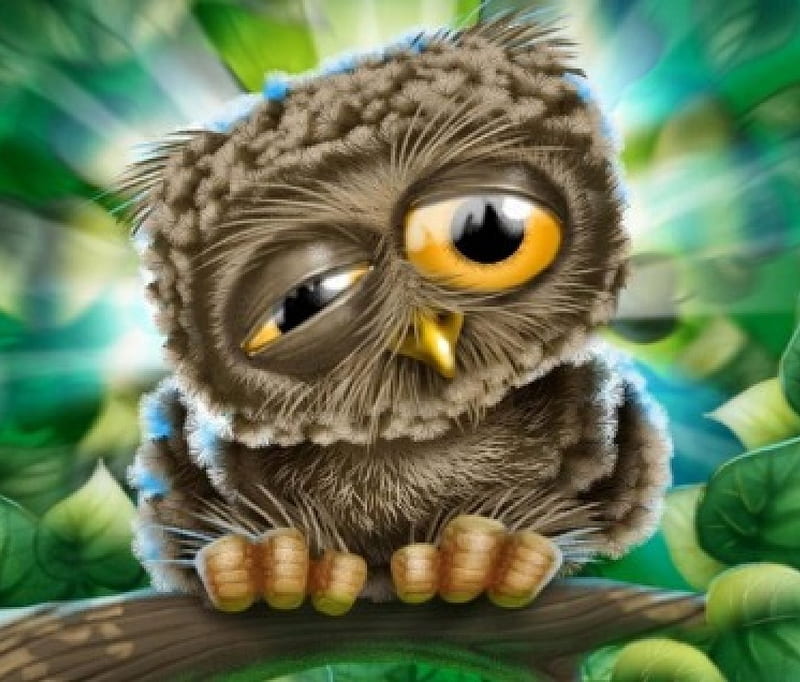 Abstract Owl, cute, owl, fantasy, bird, adorable, abstract, animal, HD wallpaper