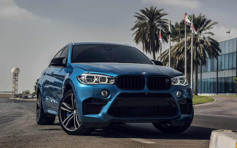 BMW X6M, 2017, Blue X6, luxury sports SUV, German cars, F86, UAE, BMW, HD wallpaper