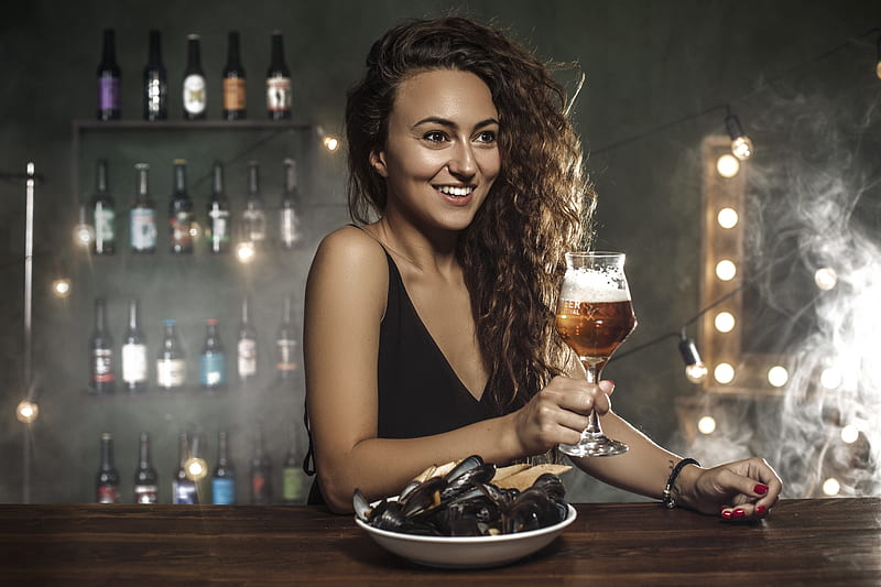 HD wallpaper woman drinking wine inside bar girl young beauty model  hair  Wallpaper Flare