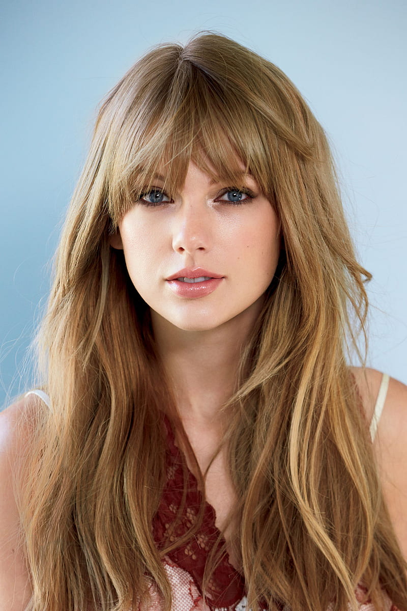 Taylor Swift, women, singer, blue eyes, long hair, blue background, gradient, HD phone wallpaper