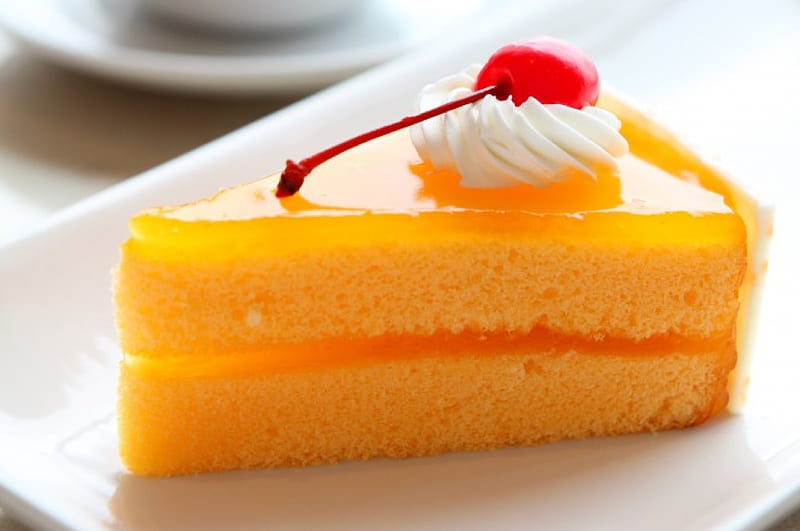 Delicious Orange Cake, cake, orange, cherry, Delicious, HD wallpaper