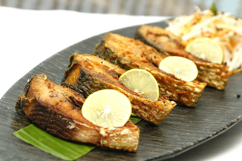fish fry, kerala, green, fish, tasty, beauty, india, lemon, HD wallpaper