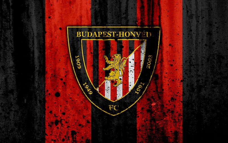 FC Honved, grunge, NB I, Hungarian Liga, soccer, football club, Hungary, Honved, art, stone texture, Honved FC, HD wallpaper