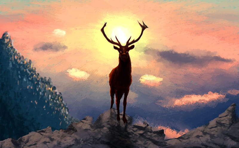 Deer Artwork , deer, artwork, artist, animals, HD wallpaper