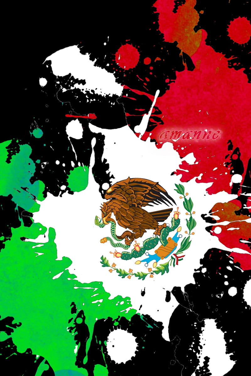 mexico, aguila, amanne, flag, colors, background, iphone, pintura, samsung, HD phone wallpaper