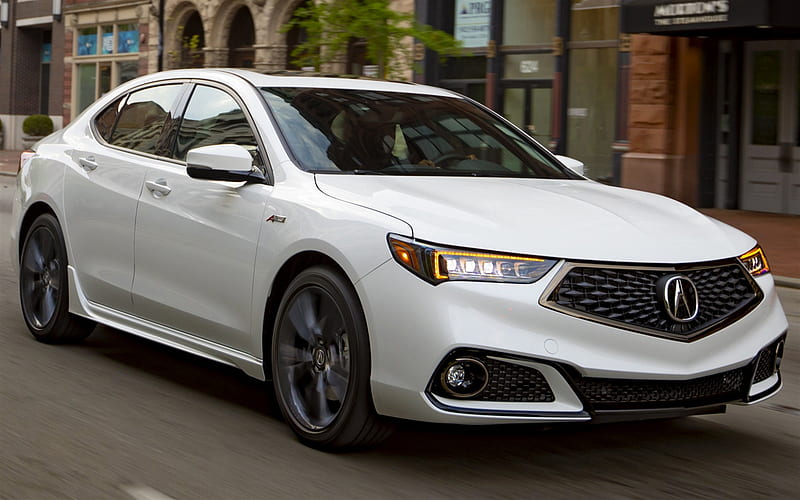 Acura TLX, 2018, exterior, luxury sedan, front view, new white TLX, japanese cars, TLX A-Spec, Acura, HD wallpaper