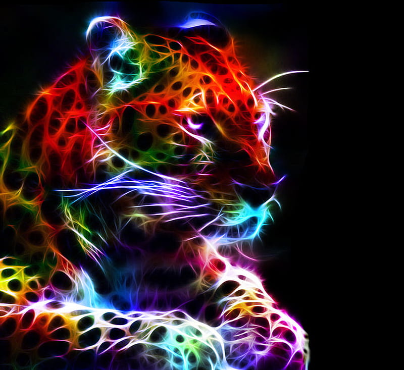 Beautiful and Colorful Fractal Leopard, leopard, colorful, fractal, bright, bonito, HD wallpaper