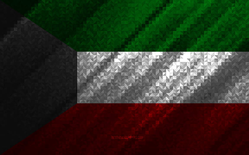 Flag of Kuwait, multicolored abstraction, Kuwait mosaic flag, Kuwait, mosaic art, Kuwait flag, HD wallpaper