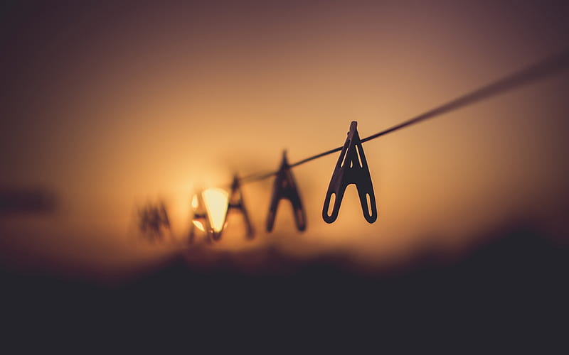 silhouette of cloth pegs, HD wallpaper