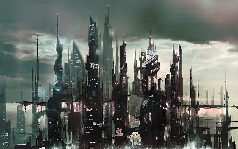 Futuristic city, skyscrapers, towers, Sci-fi, HD wallpaper | Peakpx