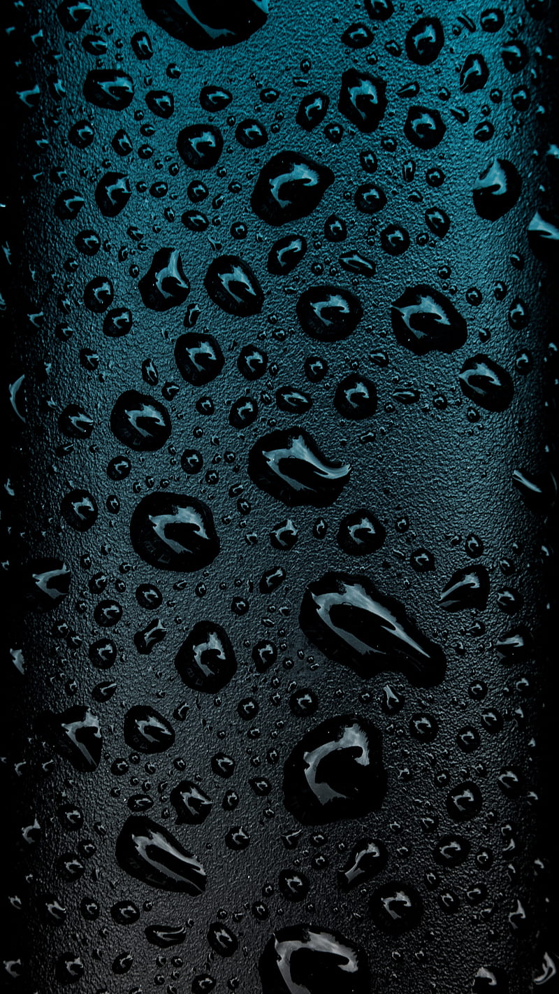 Black Water Blue, dark, droplets, drops, rain, simple, wet, HD phone wallpaper