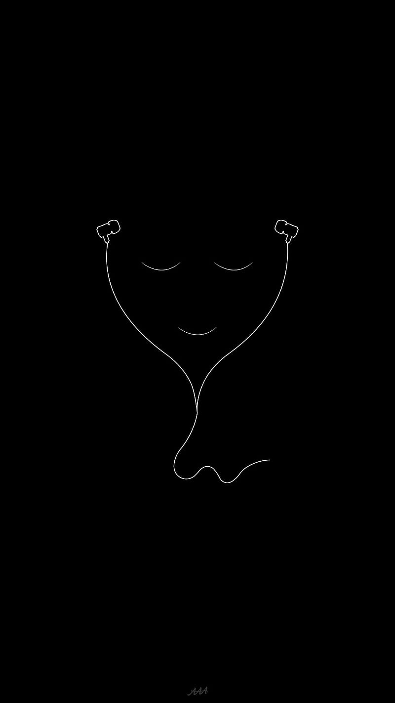 Black and white, music, outline, simple, HD phone wallpaper