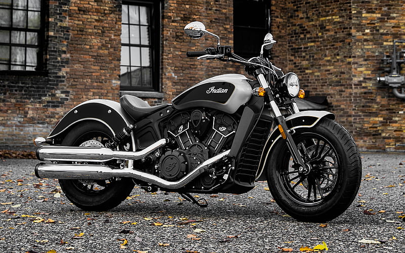Indian Scout, 2018, Bobber, luxury motorcycle, dual chrome exhaust, black motorcycle, Indian, HD wallpaper