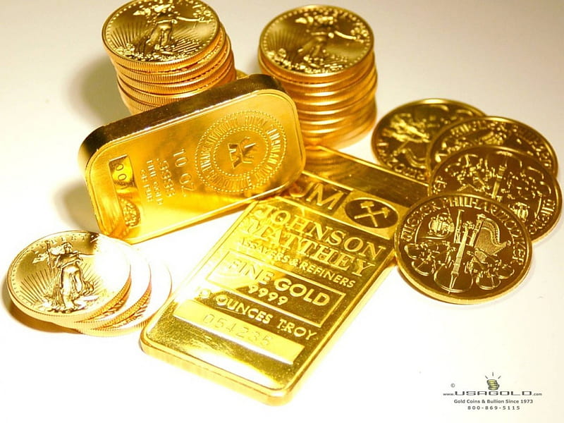 gold bars and coins, cool, entertainment, gold bars, fun, coins, HD wallpaper