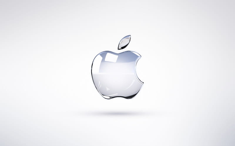 Apple glass logo, gray backgrounds, minimalism, creative, artwork, Apple logo, brands, Apple, HD wallpaper