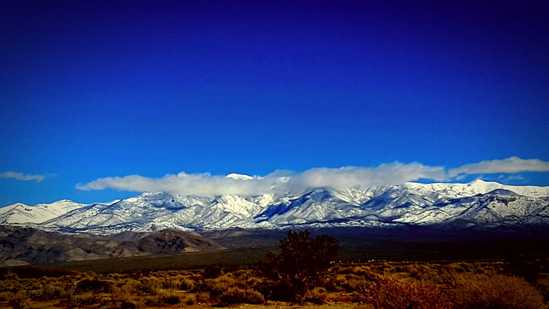 View from Pahrump, mountains, landscape, winter, snow, southern nevada, nature, desert, HD wallpaper