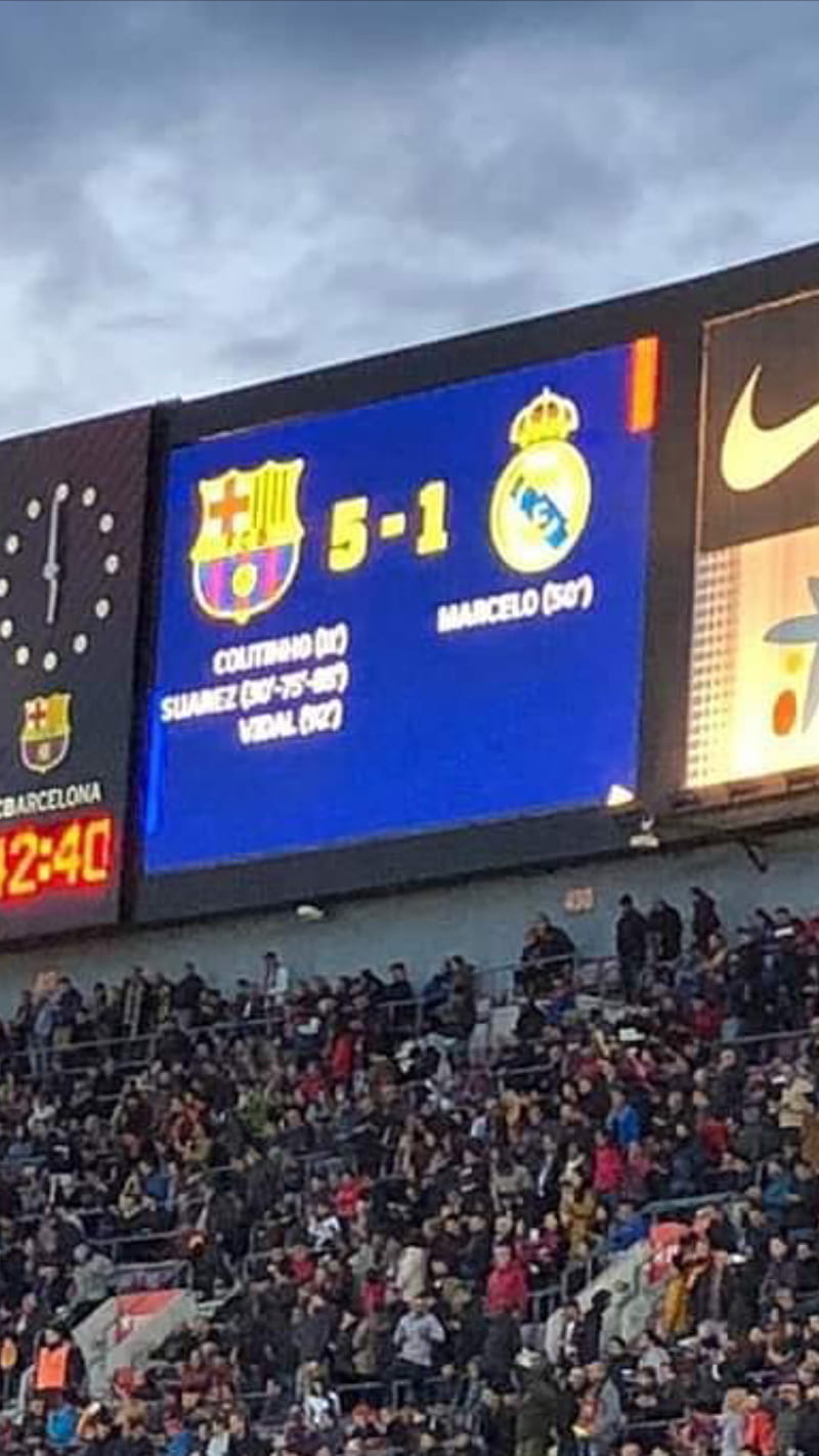 Clasico Result, barcelona, fcb, fc, barcelone, real, madrid, camp, nou, stadium, soccer, HD phone wallpaper