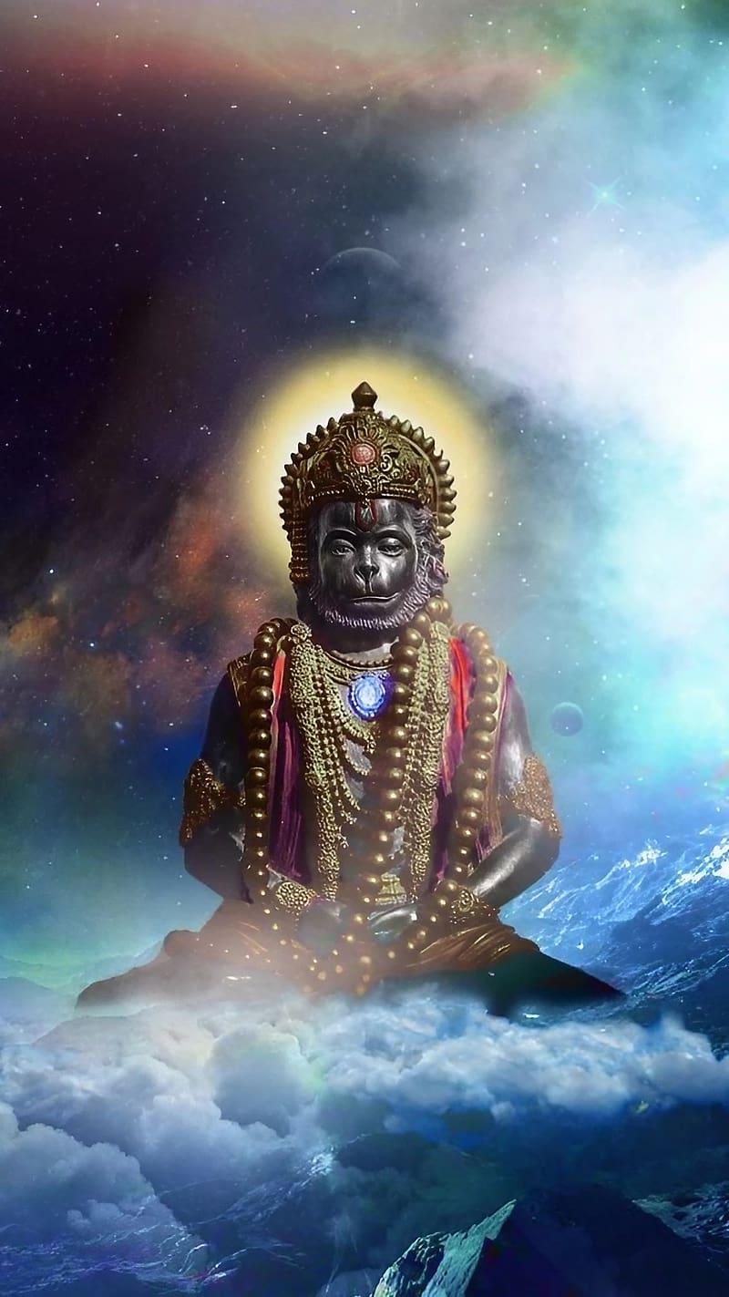 Shri Hanuman Ji Ke, Black Statue, lord hanuman black statue, god, bajrangbali, HD phone wallpaper