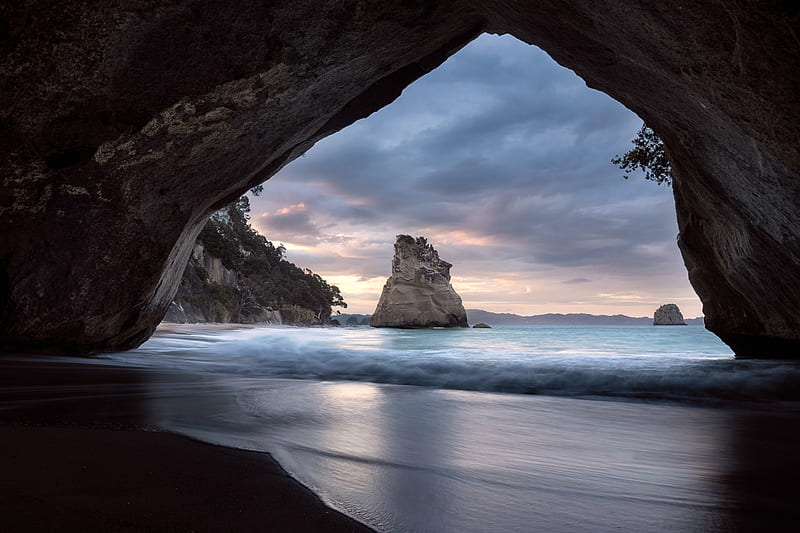 Cathedral Cove, New Zealand, beach, new zealand, nature, cove, HD wallpaper