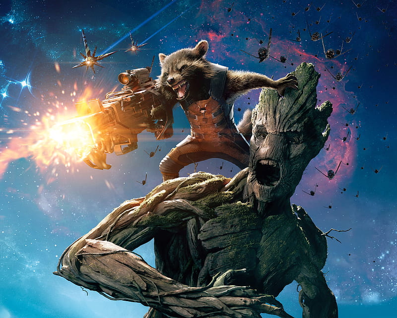 Groot And Rocket Raccoon Guardians Of The Galaxy, groot, rocket-raccoon, guardians-of-the-galaxy, HD wallpaper