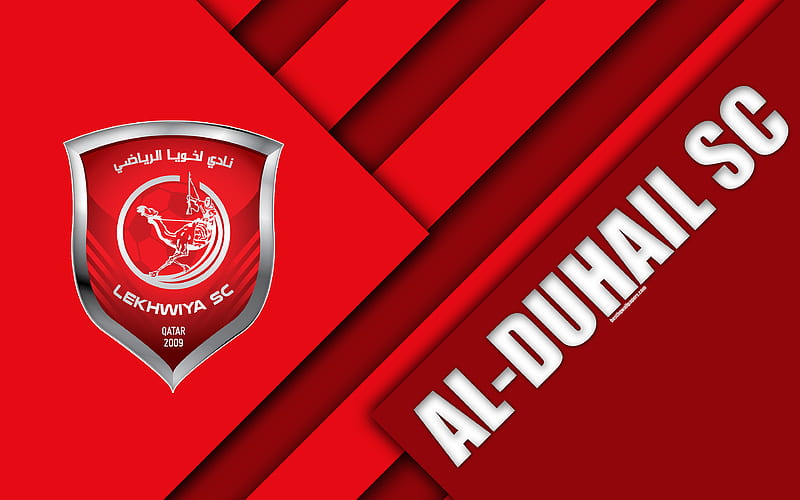 Al-Duhail SC Doha, Qatar, red abstraction, Al-Duhail logo, material design, Qatar football club, Qatar Stars League, Q-League, Premier League, HD wallpaper