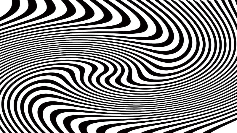 Abstract, Ripple, Psychedelic, Black & White, HD wallpaper
