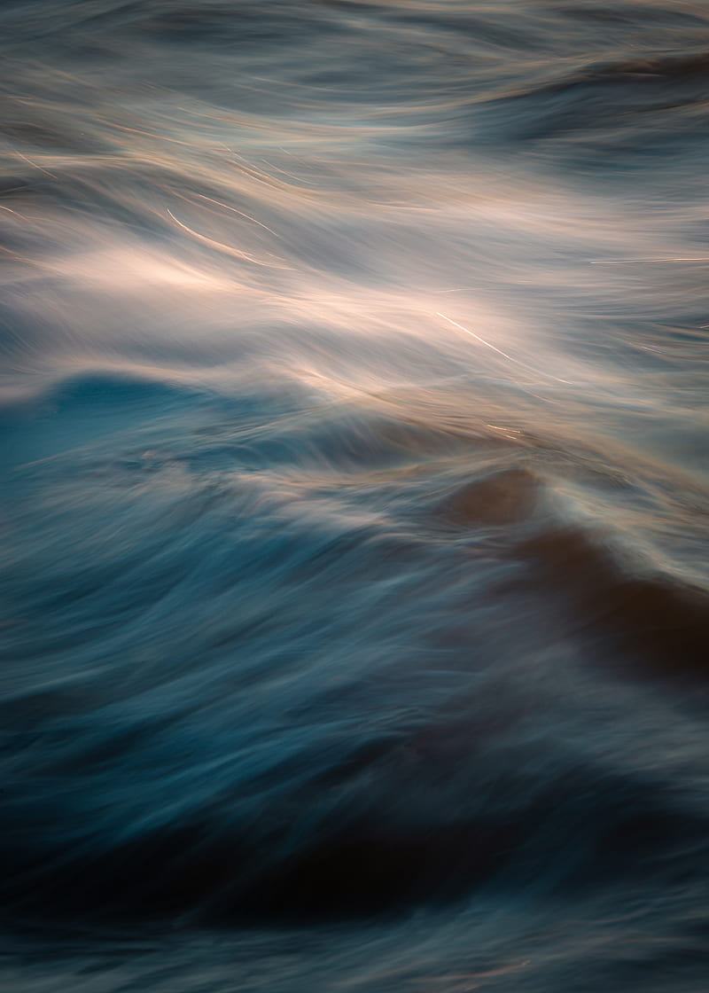 waves, blur, long exposure, water, surface, HD phone wallpaper