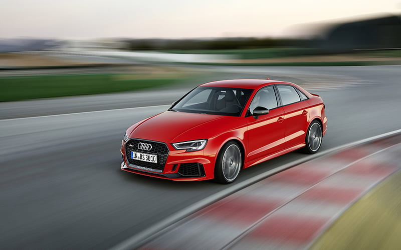 Audi RS3 Sedan, 2018, sedan Audi, red Audi, new RS3, HD wallpaper