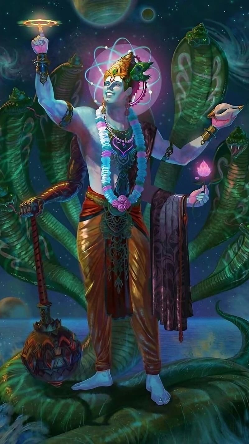 All God , Lord Vishnu, Sheshnag Background, god, HD phone wallpaper