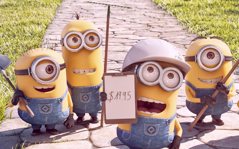 Minions, workers, Despicable Me, 3D-animation, Funny Minions, HD wallpaper