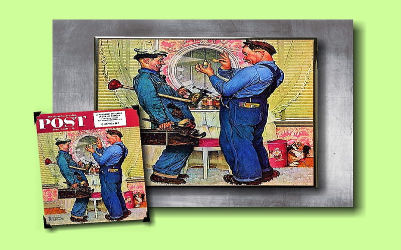 Norman Rockwell's The Plumbers, 1, 2, 3, 4, HD wallpaper