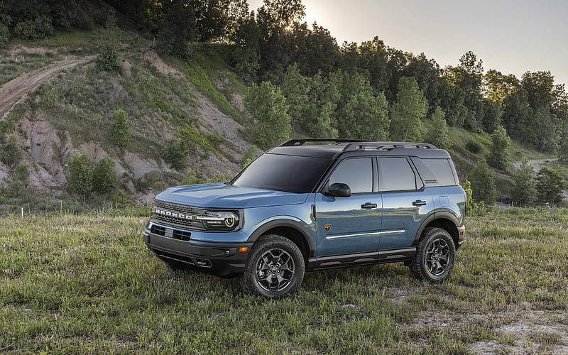 Ford Bronco, 2021, front view, exterior, blue SUV, new blue Bronco, american cars, Ford, HD wallpaper
