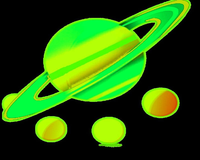 Saturn, space, labrano, black, yellow, lime, gizzzi, green, planet, neon, HD wallpaper