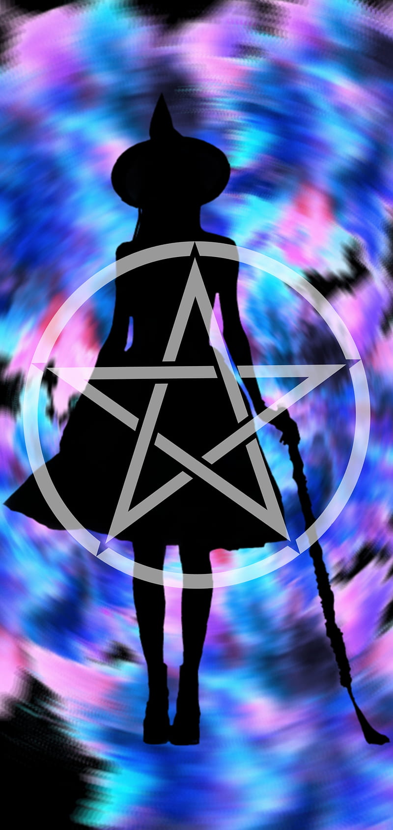 Blurry Witch, blue, blur, pagan, pentacle, pentagram, pink, spiritual, wiccan, HD phone wallpaper