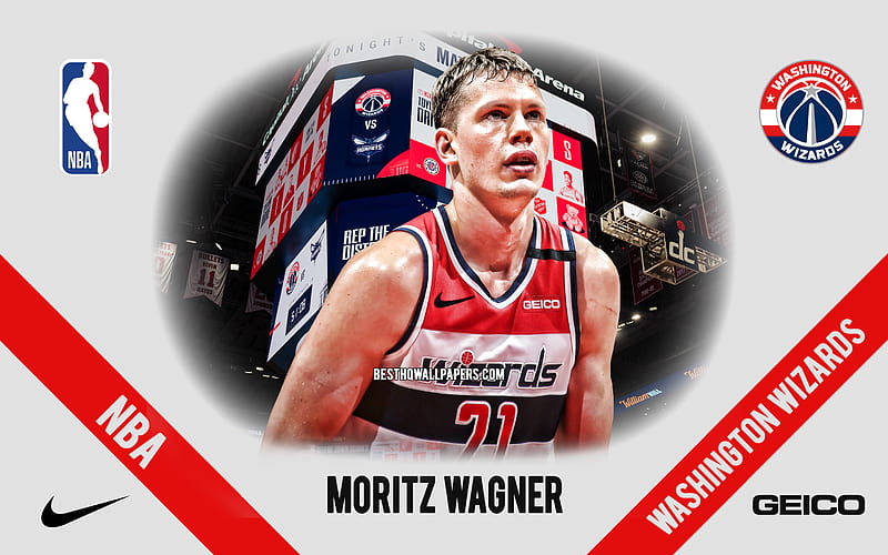 Moritz Wagner, Washington Wizards, German Basketball Player, NBA, portrait, USA, basketball, Capital One Arena, Washington Wizards logo, Victor Moritz Wagner, HD wallpaper