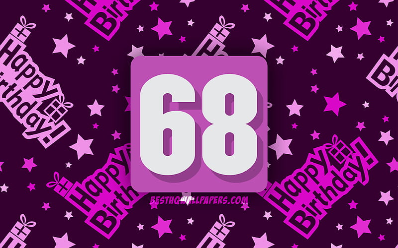 Happy 68 Years Birtay, purple abstract background, Birtay Party, minimal, 68th Birtay, Happy 68th birtay, artwork, Birtay concept, 68th Birtay Party, HD wallpaper