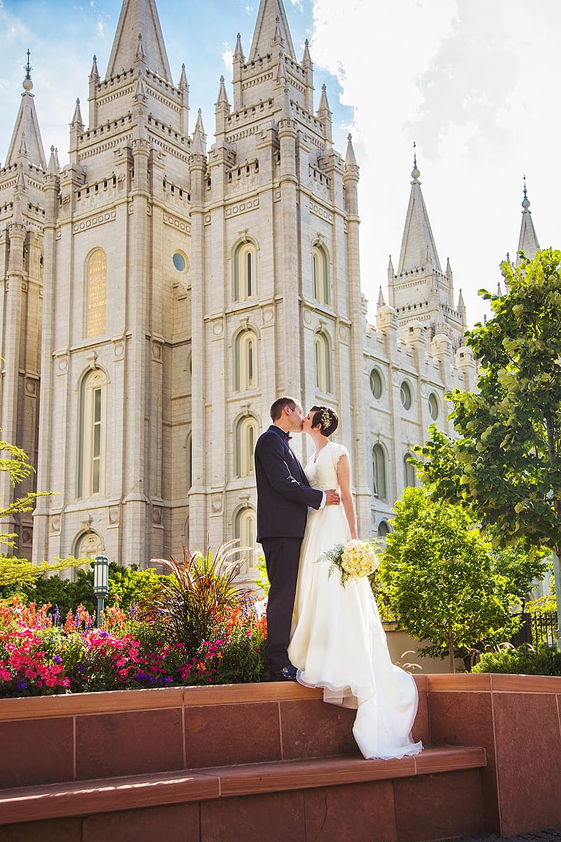 Temple Marriage, kiss, lds, HD phone wallpaper