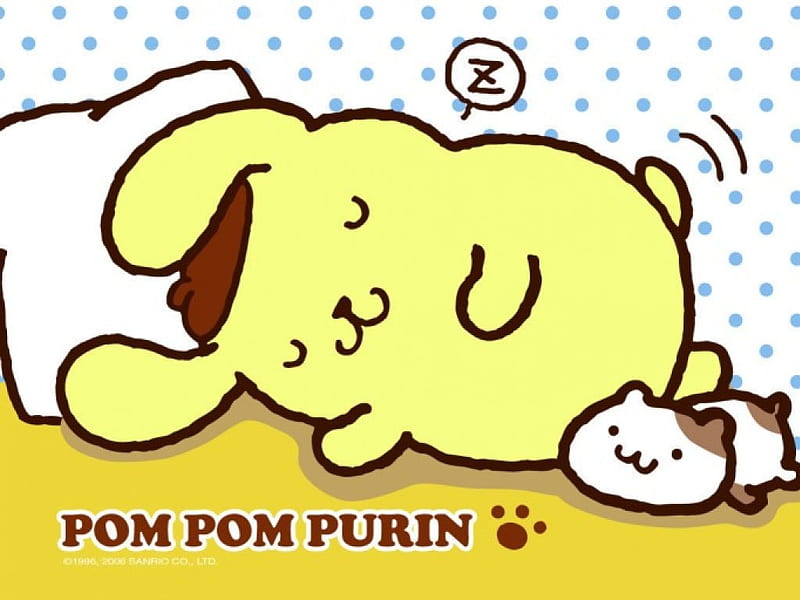 Pom Pom Purin, Cute, Pom Pom, Dog, Purin, Puppy, San-X, Sleeping, Kawaii, HD wallpaper