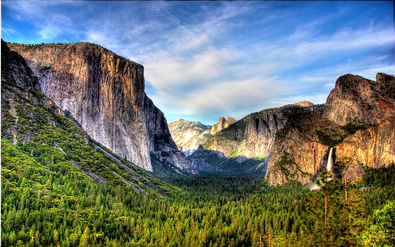 TUNNEL VIEW YOSEMITE, Yosemite, forest, waterfalls, mountains, HD wallpaper