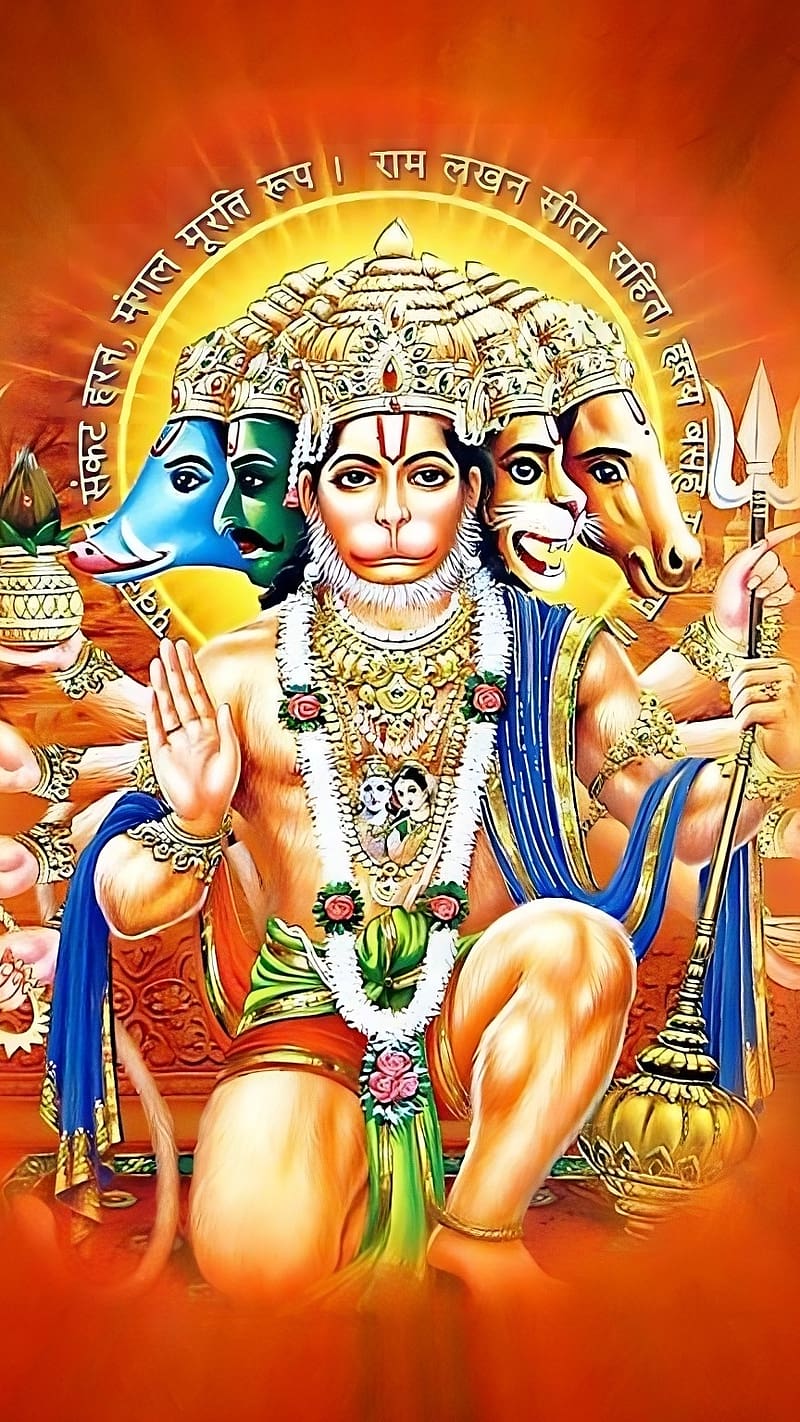 Panchmukhi Hanuman Ji Ke, bajrangbali, lord, god, HD phone wallpaper