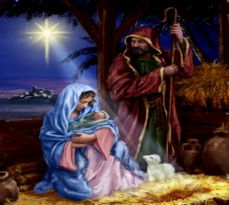 12" Nativity w/ Baby Jesus Angel Wise Men Mary Joseph Lamb of God North Star